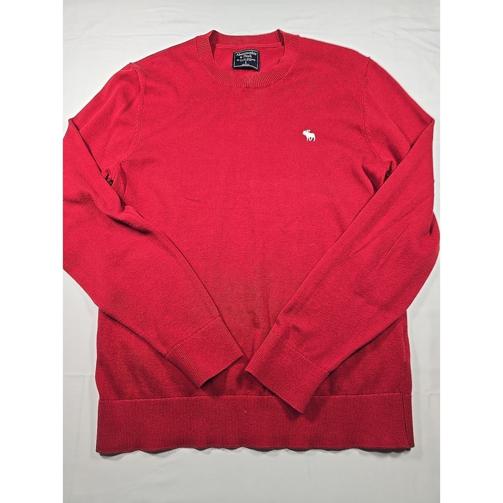 Abercrombie & Fitch Crew Neck‎ Sweater Red Y2K Preppy Men's S